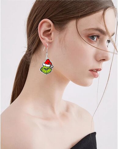 Christmas Acrylic Earrings for Women Cute Greench Earrings Earrings Christmas Teardrop Dangle Earrings Christmas Jewelry Gift in Saudi Arabia
