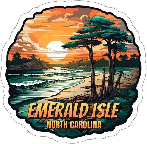 ملصق Emerald Isle North Carolina ملصق للسفر مقاوم للطقس تذكاري من الفينيل صغير مقاوم للماء لزجاجة المياه وكوب جواز السفر والكمبيوتر المحمول والكمبيوتر المحمول وملصقات السيارة مقاس 4 بوصات ID44990 in Saudi Arabia