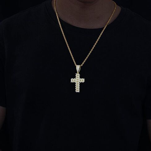 قلادة مويسانيتي متقاطعة 2.7 قيراط مثلج خارج قلادة مويسانيتي متقاطعة 925 من الفضة الاسترليني سلسلة متقاطعة D اللون VVS1 قلادة مسيحية مطلية بالذهب عيار 18 قيراط in Kuwait