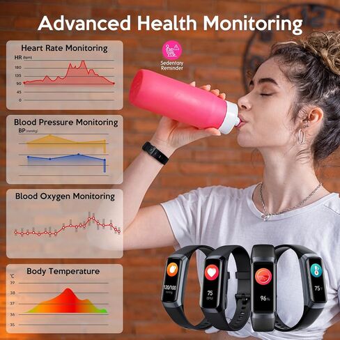 ساعة متتبع اللياقة البدنية ، ساعة ذكية مع ضغط ضغط الدم معدل نوم نوم IP67 Health Health Watch Activity Activity Tracker Watch Step Calorie Counter Pederation Watch for Men Women Android iOS Phone in Saudi Arabia