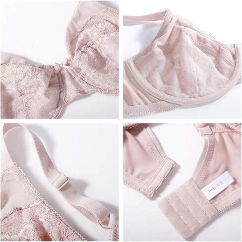 حمالة صدر نسائية من HSIA مزودة بسلك داخلي من الدانتيل بتصميم زهور، غير مبطنة، مقاس كبير، تغطية كاملة in Kuwait