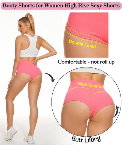 Scrunch Booty Shorts for Women V Back High Waisted Yoga Shorts Cut Out Rave Bottoms Butt Lifting Short Mini Hot Pants in Kuwait