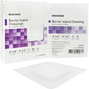 McKesson Barrier Island Dressing, Sterile, Water-Resistant, 6 in x 6 in, 25 Count, 1 Pack