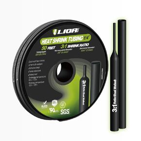 Marine Grade Heat Shrink Tubing – 3:1 Ratio Adhesive Lined Electrical Shrink Wrap, 1/2 inch Black, 50 Feet Roll for Industrial Use