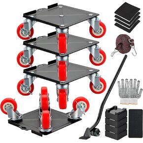 Furniture Dolly, Furniture Movers with 5 Wheels, Carbon Steel Panel Heavy Duty Furniture Movers, Furniture Lift Mover Tool Set, Furniture Lifter Tool with 5 360° Rotatable Rubber Wheels