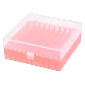 YOKIVE Freezer Tube Box, PP Lockable Holder Rack for 1.5/1.8/2ml Centrifuge Tubes, Fixed Sample Tube, Great for Scientific Institutes (100 Places, Red)