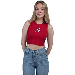 Hype & Vice Cut -Off Tank للنساء (Small) - Top University of Alabama for Women ، Top Fit Fit Top ، قمصان جامعية لأيام اللعبة - قرمزي in Kuwait