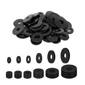 120 Pcs Black Flat Rubber Washers Assortment Kit, 12/16/18/20/25/30mm Heavy Duty Rubber Washers Rubber Grommet Vibration Damping Pads for Shower Head Garden Faucet Plumbing Washers Repair (6 Sizes)