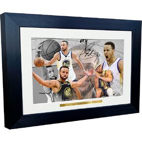12x8 A4 Stephen Steph Curry Golden State Warriors Celebration Tribute Autographed Signed Photo Photograph Picture Frame Basketball Poster Gift