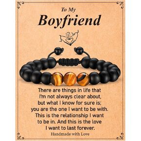 M MOOHAM Christmas Gifts for Men Bracelets - Natural Stone Bracelets for Dad, Boyfriend, Husband, Son, Grandson, Brother Gifts for Men Teens