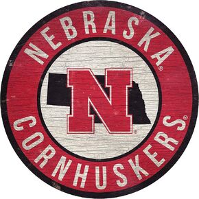 دائرة Nebraska Cornhuskers 12 "مع علامة Wood Logo State و Team Logo in Kuwait