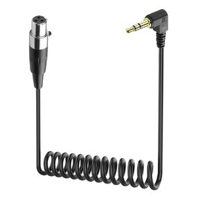 Mini XLR to 3.5mm Stereo Audio Cable Right Angle 1/8" TRS Plug to 3-pin Mini XLR Female Microphone Cable Coiled Mini XLR to 3.5mm Cable for DSLR Cameras,Microphones 1.64Ft (3-pin Mini XLR)