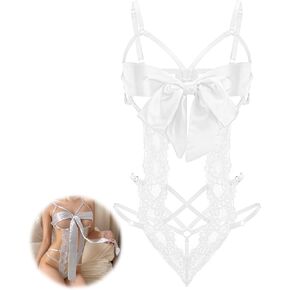 Women's Sexy Lingerie for Women Lace Bodysuit with Bow Tie Cutout Design One Piece Lingerie Sets for Women Sexy, Black