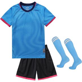 Hiheart Boys Soccer Jersey and Shorts Set Football Team T-Shirt and Shorts with Socks