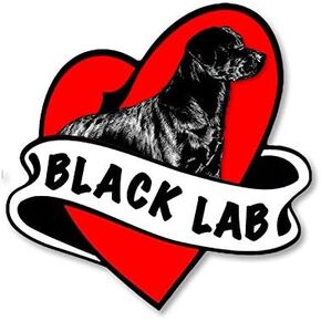 Heart and Banner Shaped Black LAB Sticker (Dog Love Labrador)