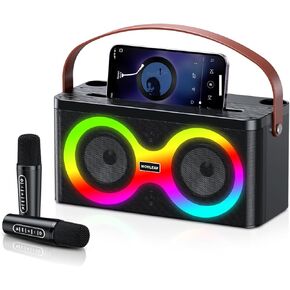 Karaoke Machine for Adults & Kids,Karaoke Speaker with 2 Karaoke Microphone,Portable Karaoke Machine with PA System Support TWS/AUX/USB/REC/TF Card for Family Party