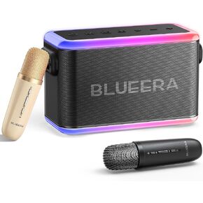 Karaoke Machine for Adults & Kids, Portable 60W Speaker, Rechargeable Wireless Microphones, Music Sync LED Lights for Party Holidays Teenagers, Black