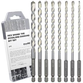 Concrete Drill Bit Set, 8 PCS Masonry Drill Bit Set for Concrete 5/32"-3/8", Industrial Carbide Drill Bits, Shockproof Hex Shank Hammer Drill Bit Set for Cement/Porcelain Tile/Brick/Class/Plastic