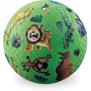 Crocodile Creek Playground Ball - Durable Rubber Ball for Kids Ages 3 and Up - Bouncy Inflatable Ball for Kickball, Indoor Games, and Outdoor Sports - PVC-Free - Very Wild Animals - 5-inch Diameter