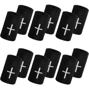 6 Pair Faith Cross Sports Wristbands for Men Women Christian Faith Baseball Sweatbands Cross Football Wristbands Football Accessories Drip for Sports Basketball Tennis Gym