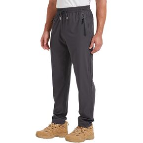 Men's Lightweight Hiking Travel Pants Breathable Athletic Fishing Active Joggers Zipper Pockets