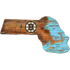 Fan Creations NHL Boston Bruins Unisex Boston Bruins Mini Roadmap State Sign, Team Color, 12 inch