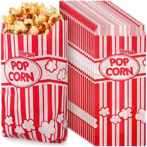 300 Pcs Popcorn Bags Paper Grease Resistant Popcorn Bags Disposable Red and White Striped Popcorn Container for Family Movie Night Movie Party Carnival Theater Popcorn Machine (1 oz)