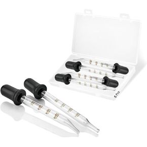 6 Pack Black Short Pipette Dropper, Ear and Eye Dropper Bent & Straight Tips， Droppers for Essential Oils，Lab，Health Care，Crafts， Measuring ，Feeding，Transferring a Variety of Liquids（1ml）
