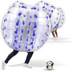 Houseables Human Bubble Ball, Human Hamster Ball, 5FTx4FT, Zorb Ball, Bumper Balls for Adults & Kids, Giant Hamster Ball for Humans, Bubble Soccer, Inflatable Balls to Get Inside, Blue & Clear, 1 Pack