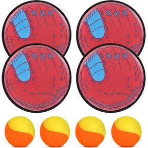 Hxezoc Toss and Catch Ball Set, Sticky Baseball Glove Catch Game Toys with 4 Paddles 4 Balls, Ball Sports Toys for Kids and Adults Family School Beach Playground Yard Outdoor Games Supplies
