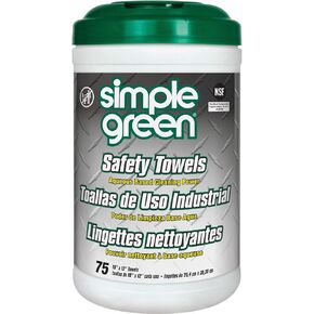 Simple Green 13351 Safety Towels, 10 x 11 3/4, 75 per Canister