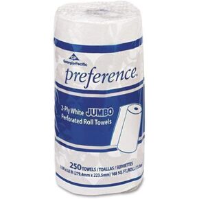 Perforated Paper Towel, 8 4/5 x 11, White, 250/Roll, 12 Rolls/Carton