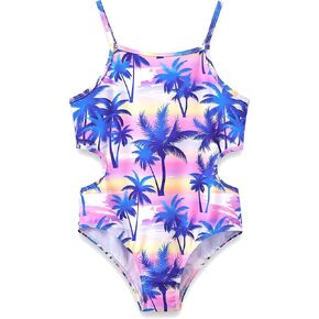 Stylish Swimsuit for Teen Girls/Young Women - Palm Tree Holiday Beach Pattern Bathing Suit Size 8