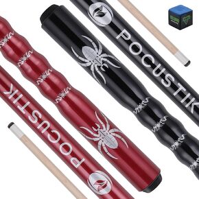 Pool Cues Set of 2, 58" 2-Piece Pool Sticks for Adults, Ergonomic Canadian Maple Billiard Cue Sticks for House Bar Billiards Table, Black Blue Red Purple Choose