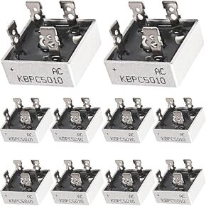 11 pcs KBPC5010 Bridge Rectifier Diode Set 50A 1000V High Power Rectifier Diode Single Phase Full Wave Metal Shell 4 Pin Through Hole Electronic Components