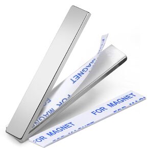 TRYMAG Neodymium Magnet, 2 Pack Strong Bar Magnets with Double-Sided Adhesive, Heavy Duty Metal Magnet Bar, Epoxy Coating Earth Magnets Perfect for Shower Door, Garage, Science, DIY - 60 x 10 x 3 mm