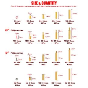 240Pcs M2(120Pcs) and M3(120Pcs) Male Female Brass Standoff Spacer PCB Board Hex Screws Nut Assortment