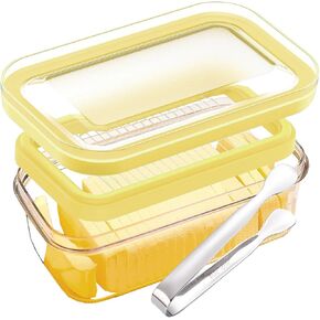 Butter Slicer Cutter Dish Airtight Box Stick Container Airtight Lid with 304 Stainless Steel Tweezer for Fridge Storage