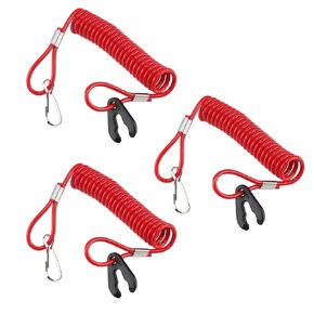 Pack of 3 Boat Kill Switch Tether Lanyard for Emergency Engine Stop Crucial Outboard Motor Safety Lanyard Replacement for Jet Skis, Red