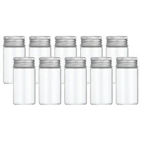 PATIKIL 25ml Test Tubes, 12pcs 2.36x1.18in Glass Clear Flat Bottom Test Tube Containers with Aluminum Cap for Bead Party Candy Bath Salt Storage Scientific Experiment Plant Propagation