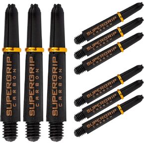 Harrows Darts 3 x Sets of Supergrip Carbon Dart Stems - 9 Dart Shafts in Total - Medium, Midi & Short (Gold, Short)