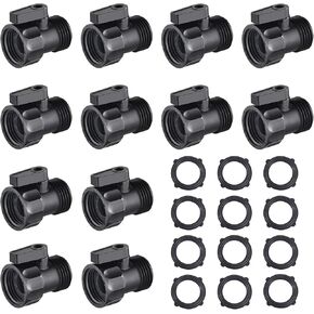 12 PCS 3/4'' Plastic Garden Hose Shut Off Valve,Water hose Shut-Off Ball Valve Thread Connector Coupling for Telescopic Water Pipe Water Gun Valve Control Standard 3/4'' Thread Connector Coupling