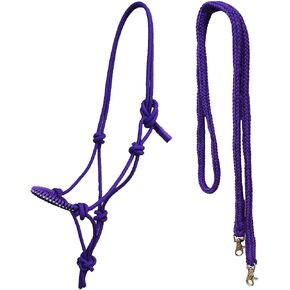 Horse Nylon Braided Rhinestone Noseband Rope Halter w/reins 606199