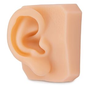 Soft Silicone Right Ear Model for Practicing Suture, Silicone Flexible Model for Jewelry Display, Rubber Ear for Teaching Instructions