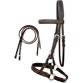 English Western Horse Leather BITLESS Bridle SIDEPULL Halter REINS Brown 7708BRF