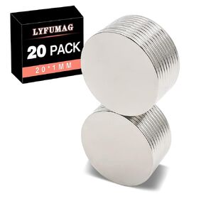 20 Pack Neodymium Round Magnets Standard N35, 20x1mm Strong Permanent Rare Earth Magnets, Small Powerful Refrigerator Magnets for Crafts, Whiteboard, DIY and Office