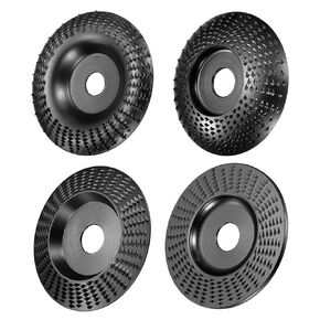 HARFINGTON 4Pcs Wood Carving Disk Set Shaping Carving Sanding Cutting Grinding Wheel Disc with 5/8" Arbor for Angle Grinders, Black
