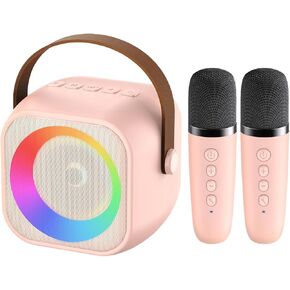 Mini Mic Pro Mini Karaoke Machine for Kids Adults, Portable Bluetooth Speaker with 2 Wireless Microphones, Birthday Gifts Toys for Girls Ages 4, 5, 6,7, 8,9,10,11,12+ Years Old Toddler
