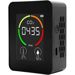 Shkalacar Co2 Detector Air Quality Monitor CO2 Temperature Humidity Sensor Digital Indoor Air Pollution Tester Monitor LCD Display with Backlit