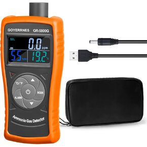 Ammonia Gas Meter Detector, NH3 Gas Monitor Sensor with Range 0-100 ppm & 0.1ppm Resolution, Portable Air Quality Detector Meter for Farm, Poultry, Pig & Livestock GR-5800G